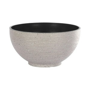 Fliperex - Macetero Plastico Semi Esfera Premium Diseño A Rayas M Beige