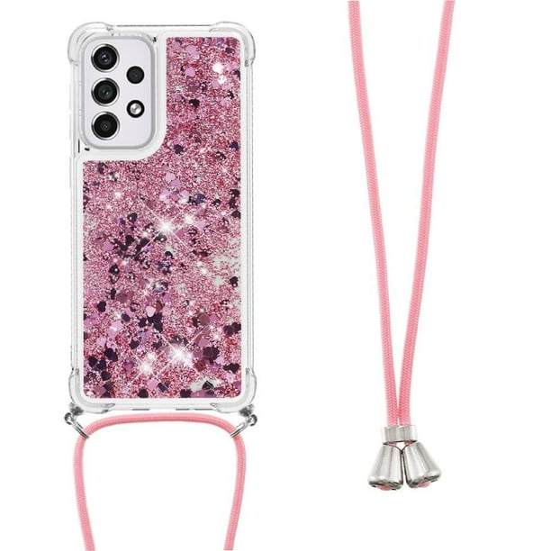 Funda FOXDOCK para Samsung Galaxy A33 5G con Cuerda Ajustable, Brillo Líquido, Protección Antigolpes y Lente – Ideal para Regalo
