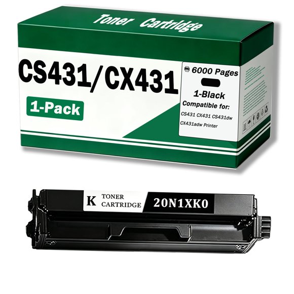 Cartucho de tóner extra alto rendimiento 20N1XK0 compatible para Lexmark CS431 CX431 CS431dw CX431adw (6000 páginas, 1 negro)