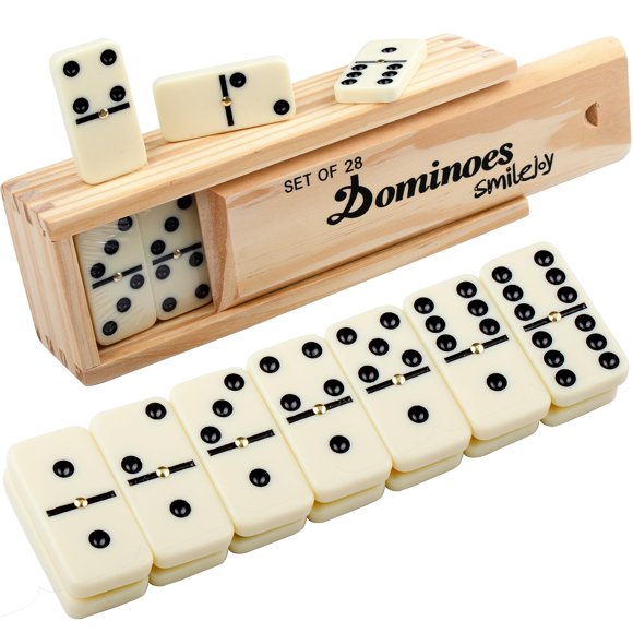 Juego de dominó Smilejoy Double 6 con funda de madera para adultos (2 jugadores)