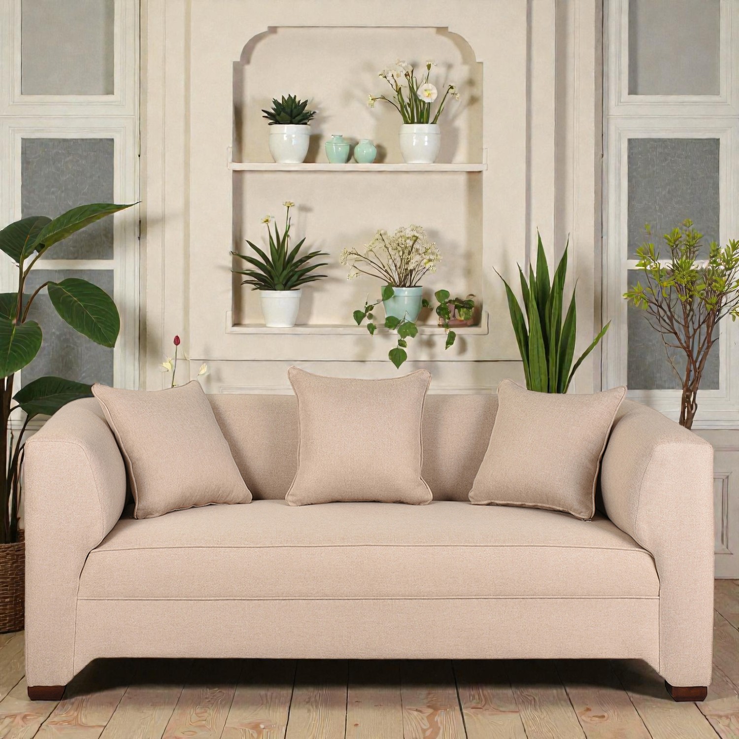 Muebles Altiro - Sofá Efrain 3 Cuerpos - Tela Lino Beige