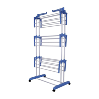 Genérico - Tendedero Colgador De Ropa Perchero Plegable De 3 Niveles Azul