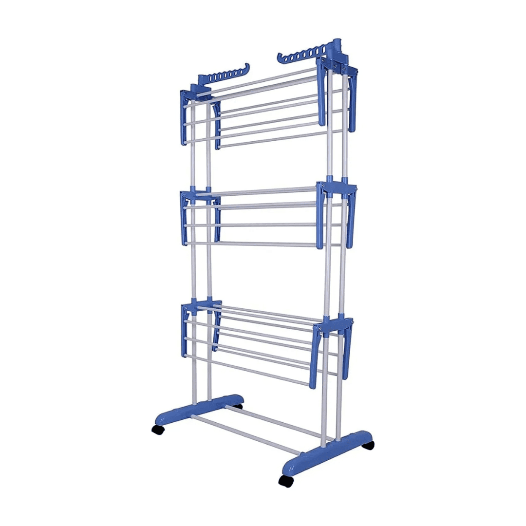 Genérico - Tendedero Colgador De Ropa Perchero Plegable De 3 Niveles Azul