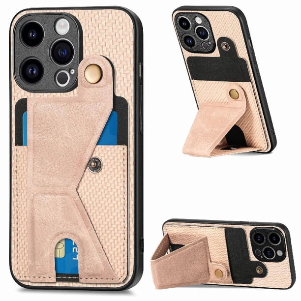 Funda Resistente para iPhone 15 Pro Max con Tarjetero y Soporte, Diseño Magnético Blanco