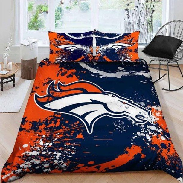 Denver Broncos B0 Quilt Duvet Cover Set Comforter Cover 3-Piece Bedding Set