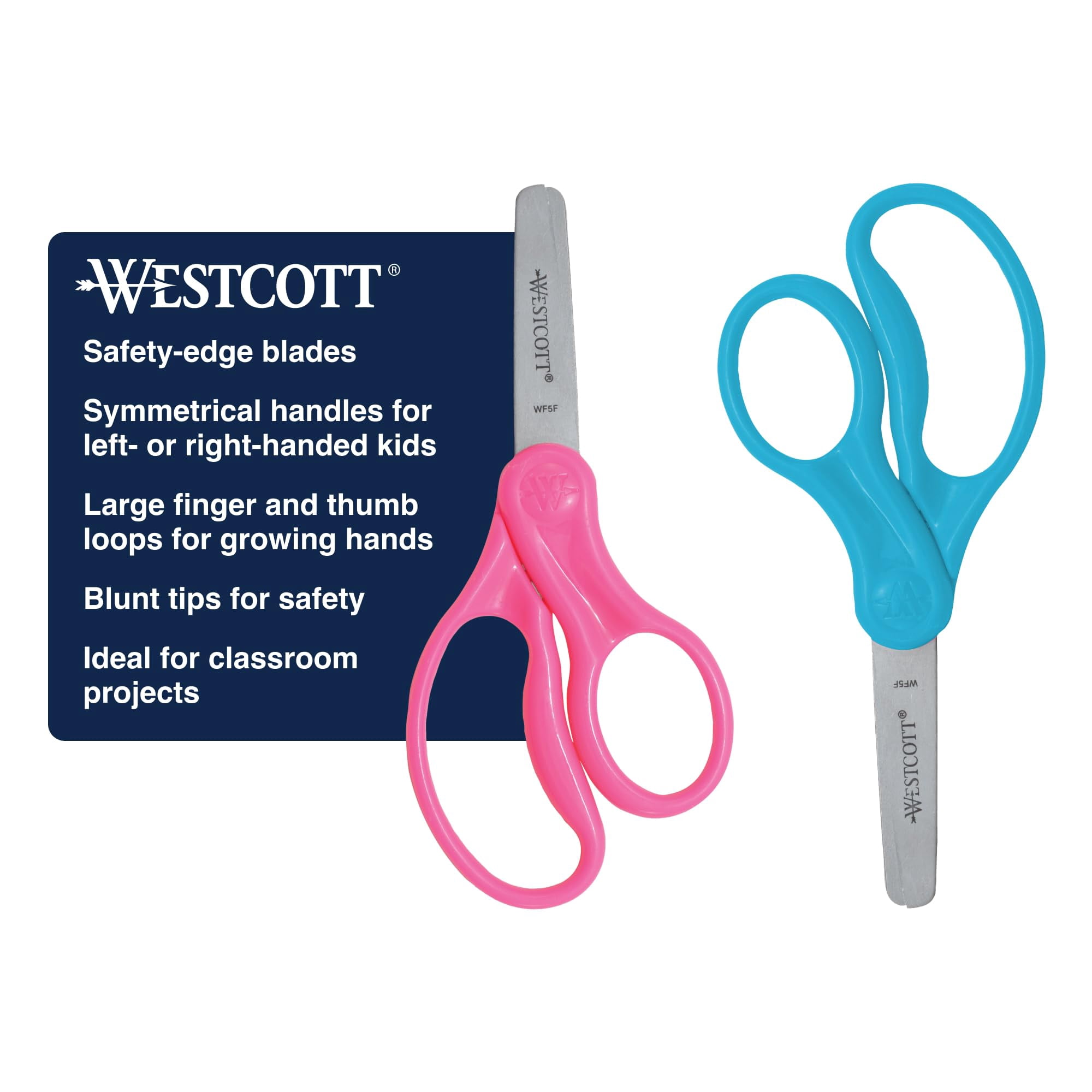 Tijeras Para Niños Westcott De 5" Con Punta Roma De Seguridad, Paquete De 2