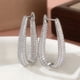 thumbnail image 2 of Aretes de Aro Plateados en Forma de U para Mujer, Aretes Huggie de Lágrima con Circonia Cúbica Completamente Pavimentada, Joyería de Oreja de Aro con Clic Ovalado de Cristal Brillante para Boda,, 2 of 6