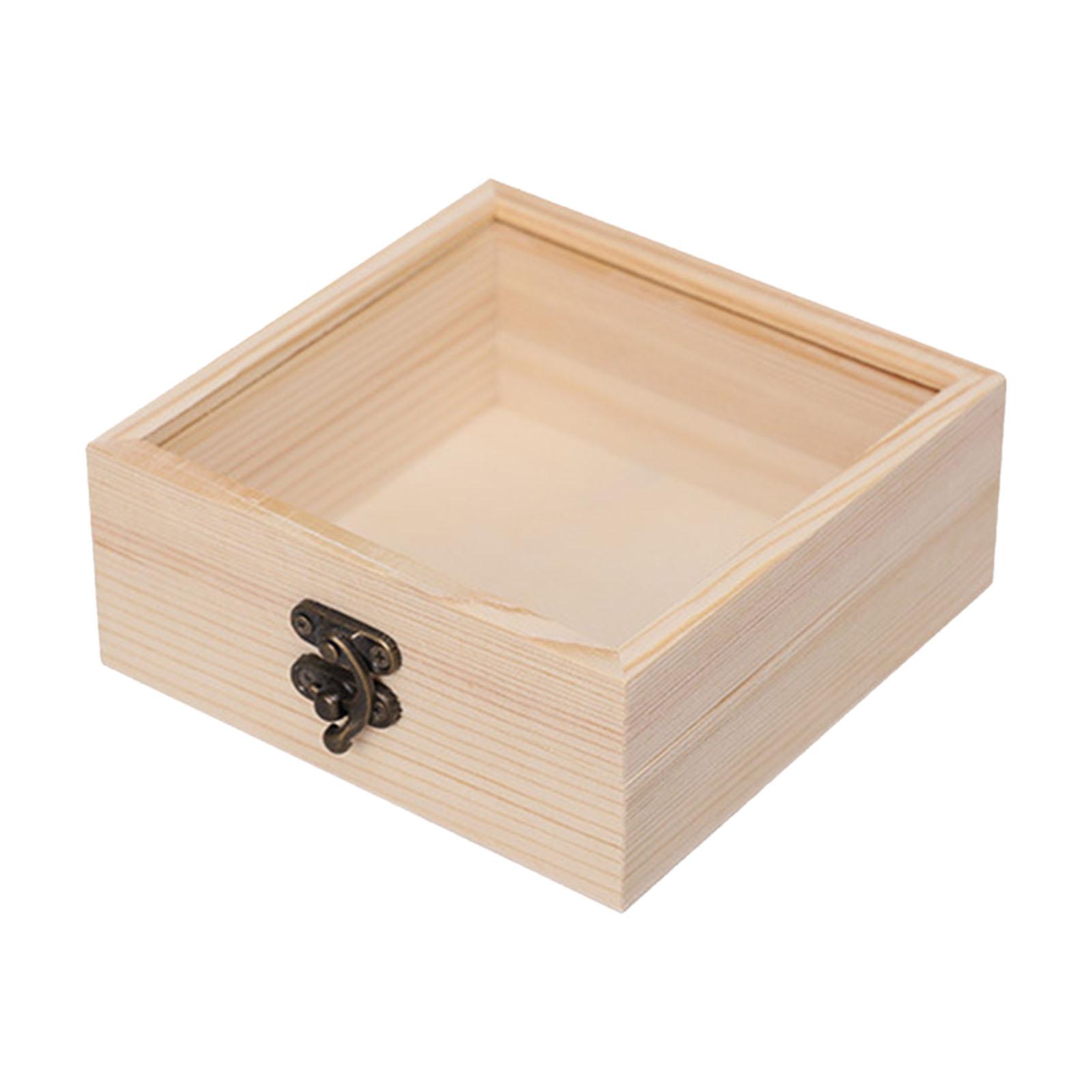 Bothyi - Caja De Almacenamiento De Madera, Vitrina De Joyería, Caja De Regalo Artesanal Cuadrada Vintage