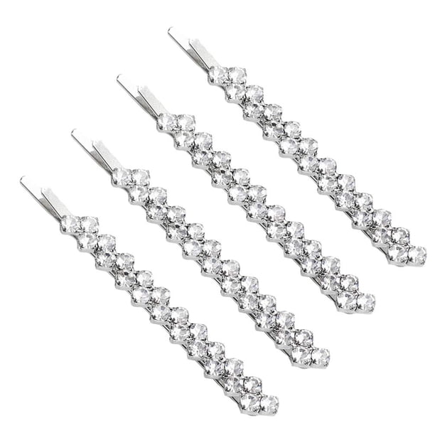 2 pares de horquillas de cristal con brillantes diamantes de imitación, elegantes y decorativas para mujer (diamantes de imitación AB)