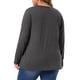 thumbnail image 3 of Agnes Orinda Blusa Túnica con Costura Diagonal para Mujer de Talla Grande Cuello Redondo Manga Larga Camiseta Suave Ligera Casual 3X Gris Negro, 3 of 6