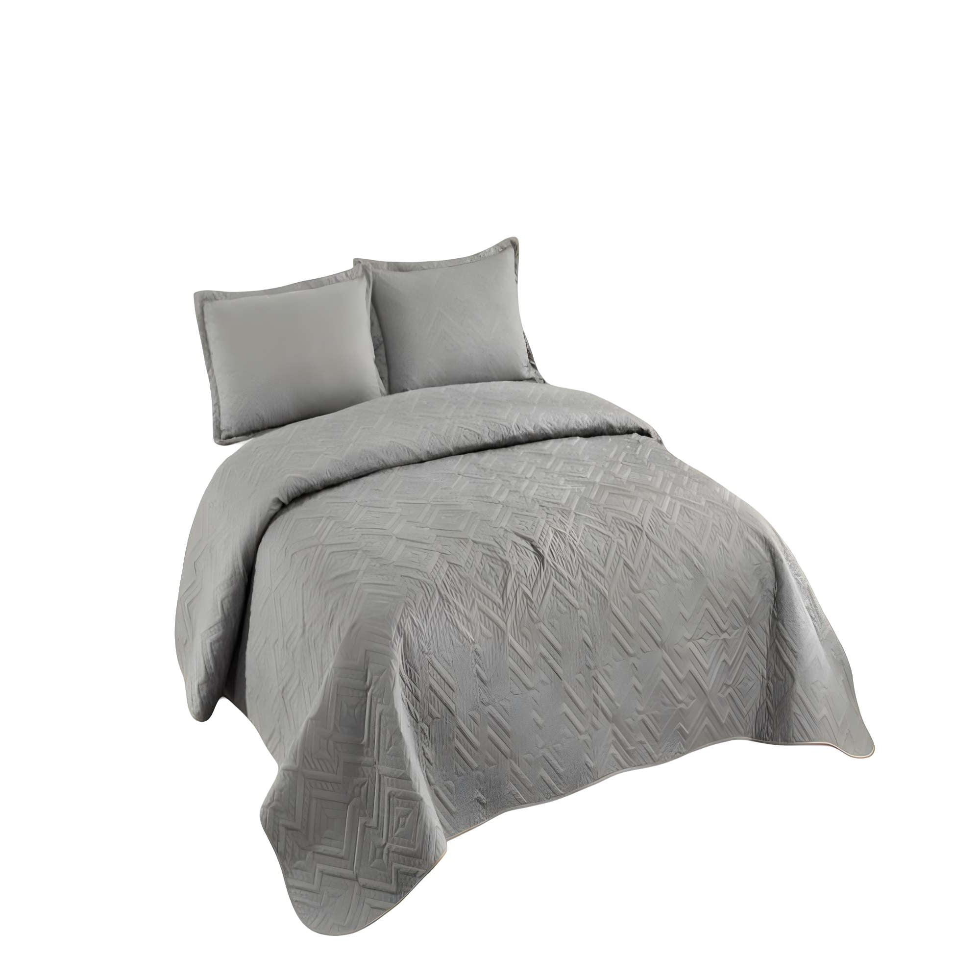 Genérico - Quilt Cubrecama De Verano Con Colores Lisos King Gris