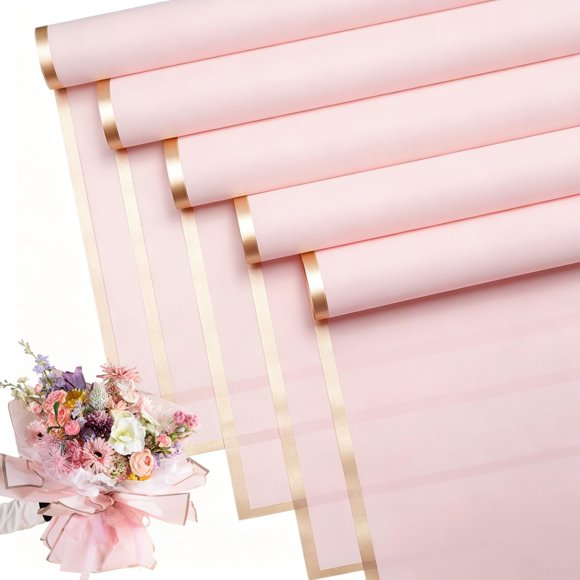 Papel de regalo Bupduq 30 hojas 58 cm rosa con diseño floral