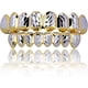 thumbnail image 1 of Grilletes bucales estilo hip hop con acabado dorado de 18 quilates, 8 dientes superiores e inferiores, para hombres y mujeres., 1 of 6