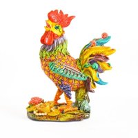 Estatua Feng Shui Import Colorida De Gallo De Pie, 12 Cm