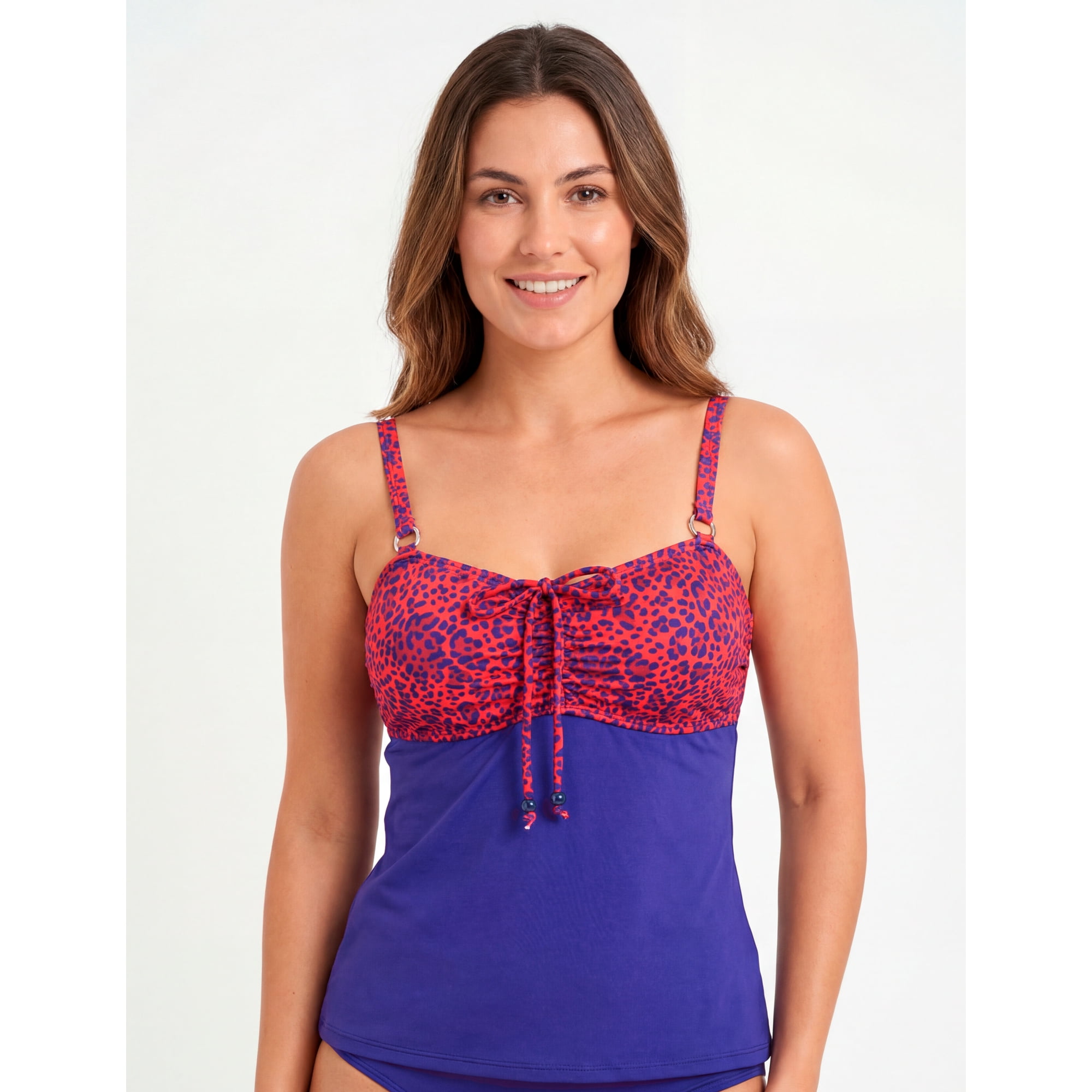 Samia - Traje De Baño Polera Tankini Reductor Animal Print Brillante