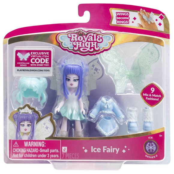 Muñeca Royale High Hada de Hielo con 7 accesorios, 7,5 cm
