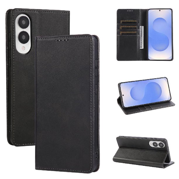 Funda Cartera para Samsung Galaxy S25 Edge con Ranuras Tarjetas y Soporte - Protección Completa Negro