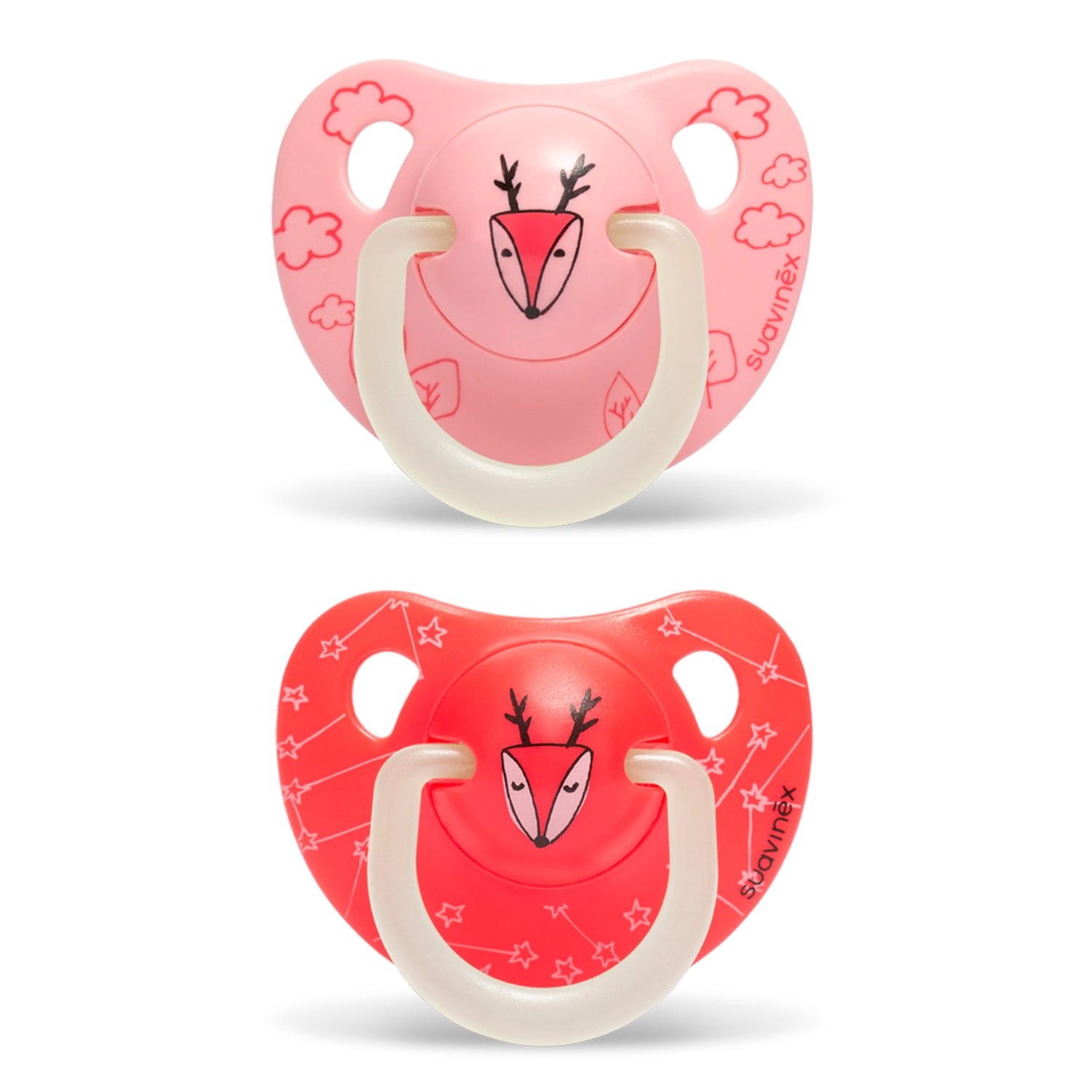 Suavinex - Chupetes Night - Day Rosa Con Tetina Anatómica De Látex 6/18 Meses