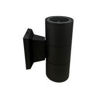 Konnergie - Aplique Doble Cilindro Negro Gu10 Exterior Luz Calida