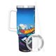 thumbnail image 3 of Hot Wheels Vaso aislado de acero inoxidable con asa, diseño temático, regalo para familia, amigos y fans; incluye pajita y encaja en el portavasos estándar, 40 oz, 3 of 6