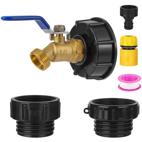 Kit de adaptador de manguera para contenedor IBC VYH con válvula de latón, 3 tamaños