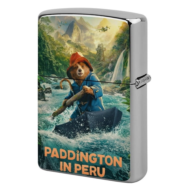 Paddington en Perú-theme Copper Metal Lighter Shell, Premium Replacement Refillable Lighter Case with Durable Metal Construction, Compatible with Zippo and Most Standard Lighter Models