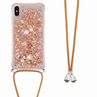 Funda Foxdock Para Iphone Xs Max Con Cuerda Ajustable, Brillo Líquido, Protección Antigolpes Y Lente – Ideal Para Regalo