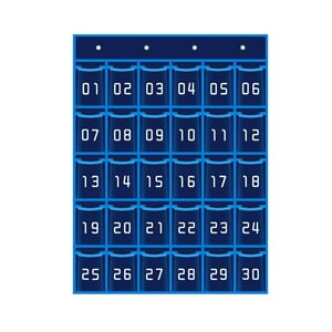 Genérico - Gráfico De Bolsillo Para El Aula Con Organizador De Bolsillo Numérico Para El Gabinete Del Dormitorio Del Hogar Azul 30 Bolsillos