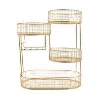 Bothyi - Cesta De Frutas, Recipiente Para Cuencos, Ahorro De Espacio, Cesta De Almacenamiento De Alambre De Metal De Varios Niveles, Color Dorado