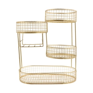 Bothyi - Cesta De Frutas, Recipiente Para Cuencos, Ahorro De Espacio, Cesta De Almacenamiento De Alambre De Metal De Varios Niveles, Color Dorado