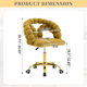 thumbnail image 4 of Silla de vanidad trasera de burbuja de terciopelo, silla de maquillaje giratoria de 360 ° de altura ajustable con base de metal de oro y ruedas rodantes silenciosas, 4 of 4