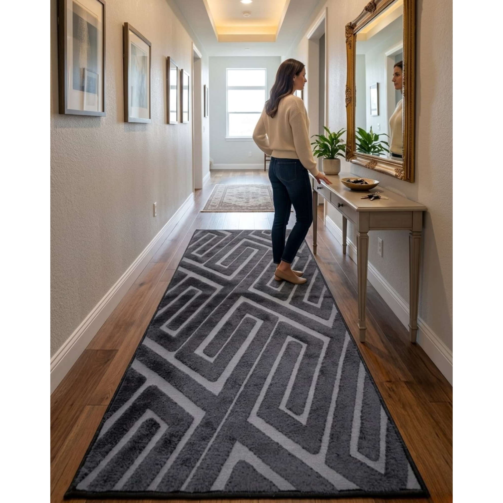 Mylhogar - Alfombra Pasillera Moderna Diseño Jacquard 60x160cm