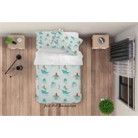 Milsleep - 3D Cartoon Dolphin Surfing Girl Quilt Cover Set Bedding Set Duvet Cover