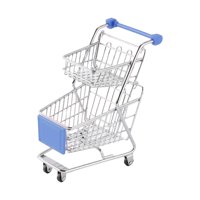 Magideal - Mini Carro De Mano De Supermercado De 2 Niveles, Juguetes De Adorno De Utilidad De Compras, Carrito De Supermercado De Simulación, Juguetes De Juego D Azul Oscuro