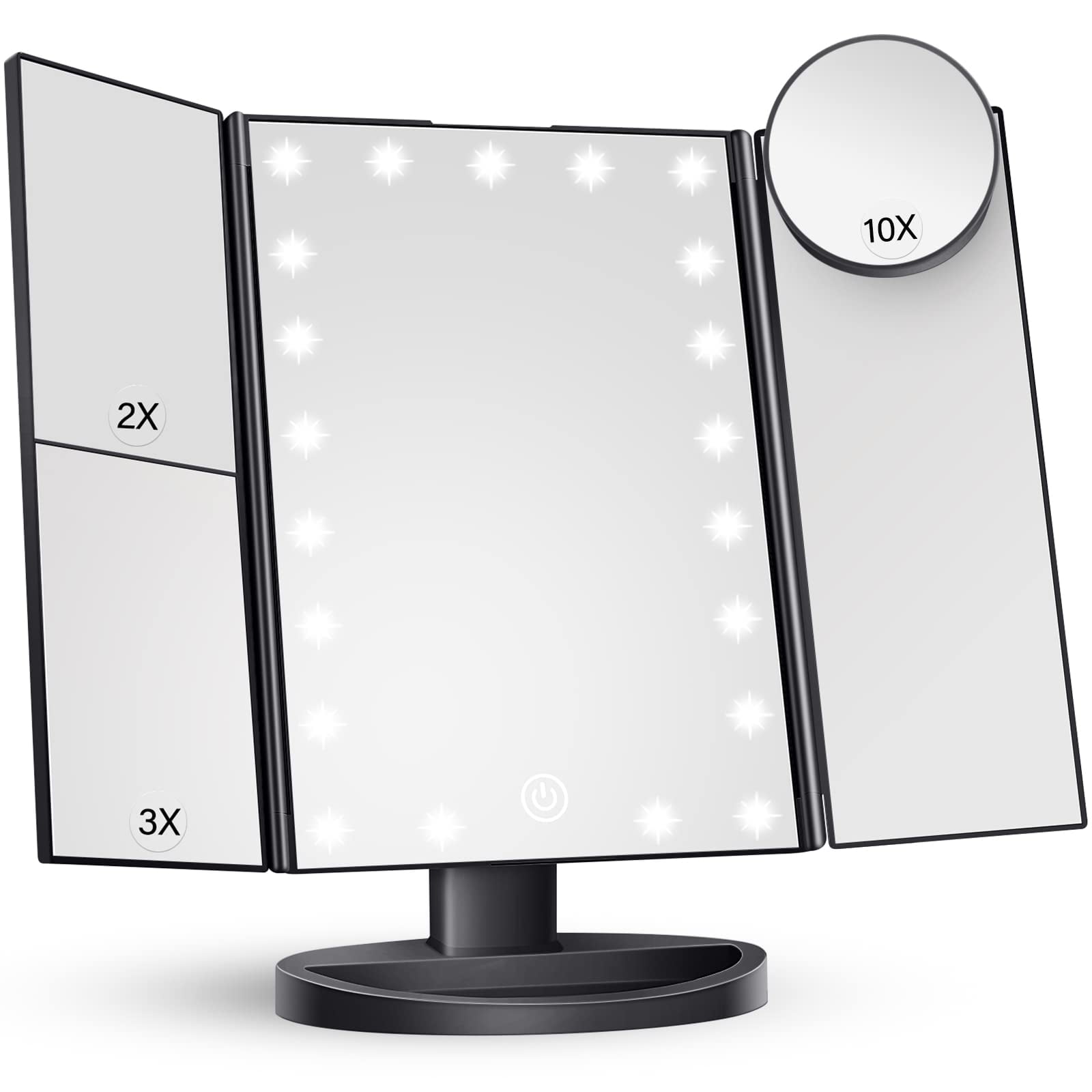 Espejo De Maquillaje Huonul Vanity Con Luces De Aumento De 2 X 3 X 10 Veces