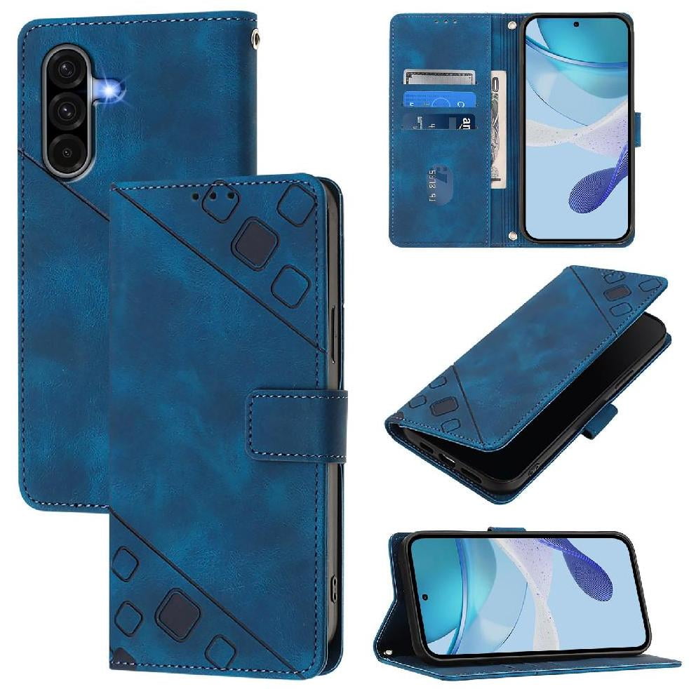 Foxdock - Funda Cartera Para Samsung Galaxy A56 5g Con Soporte Y Ranuras, Resistente A Golpes Y Rayones Azul