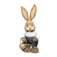 Magideal - Estatuilla De Conejo De Pascua De Paja, Estatua De Conejo De Pie, Decoración Creativa De Pascua Para Gabinete De Granja, Sala De Estar, Dormitorio De Estilo E
