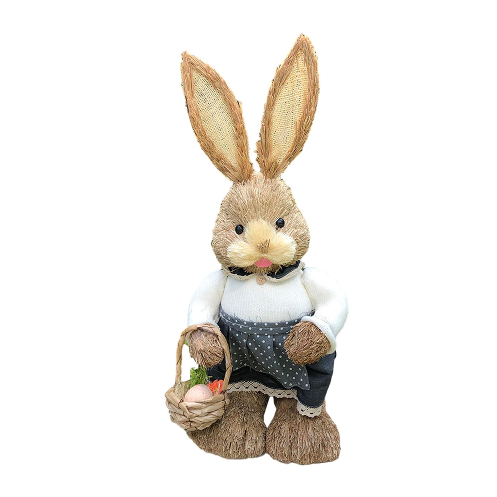 Magideal - Estatuilla De Conejo De Pascua De Paja, Estatua De Conejo De Pie, Decoración Creativa De Pascua Para Gabinete De Granja, Sala De Estar, Dormitorio De Estilo E