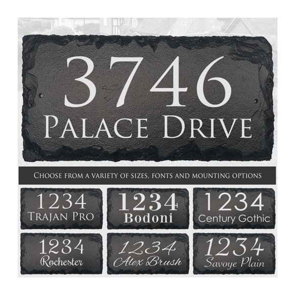 Placa Address Placa Sassy Squirrel Ink personalizada, piedra de pizarra