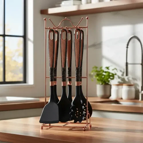 Set de Utensilios de Cocina 7 Piezas Negro Mármol