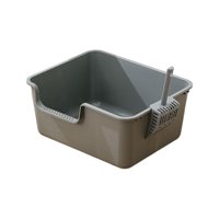 Ioensy - Caja De Arena Para Gatos, Bandeja De Arena Para Gatos, Caja De Arena Semicerrada, Orinal Para Gatitos, Inodoro Gris