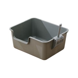 Ioensy - Caja De Arena Para Gatos, Bandeja De Arena Para Gatos, Caja De Arena Semicerrada, Orinal Para Gatitos, Inodoro Gris