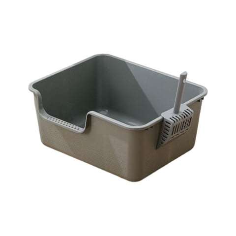 Ioensy - Caja De Arena Para Gatos, Bandeja De Arena Para Gatos, Caja De Arena Semicerrada, Orinal Para Gatitos, Inodoro Gris