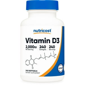 Suplemento Nutricost De Vitamina D3, 2000 Ui, Cápsulas Blandas, 240 Cápsulas Blandas