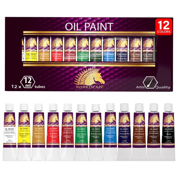 Set de Pinturas al Óleo MyArtscape 12 x 12 ml en Tubos – Calidad Artística