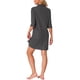 thumbnail image 3 of INSPIRE CHIC Bata con cremallera de punto waffle para mujer, ligera, manga 3/4, longitud hasta la rodilla, con bolsillos para descansar, S Gris, 3 of 6