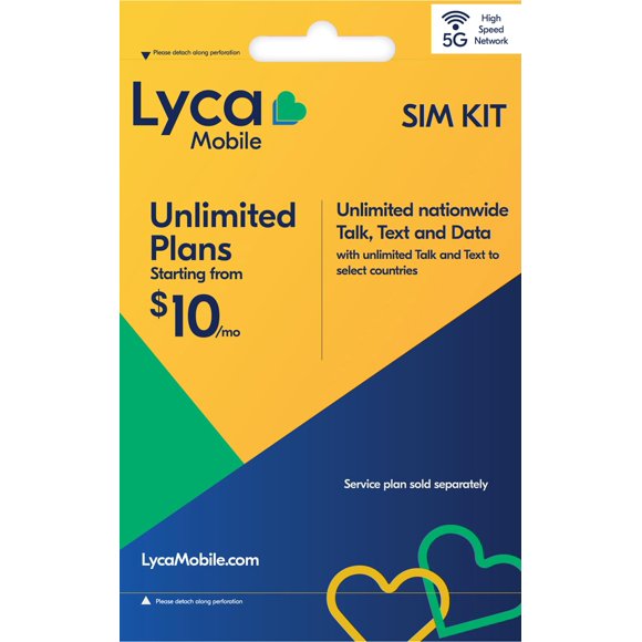 Kit de tarjeta SIM Lycamobile USA 5G/4G con plan prepago ilimitado