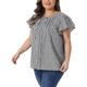 thumbnail image 4 of Agnes Orinda Mujeres Tallas Grandes Escuela Universidad Tops de Cuadros Gingham 1950s Vintage Cuadros Espalda Plisada Camisa de Botones Cuello Redondo Manga con Volantes Verano Camisa 4X Negro, 4 of 6