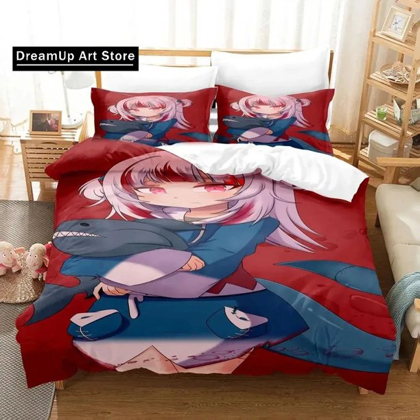 Gawr Gura Reflect Fanart holoMyth Bedding Set Duvet Cover Bed Set Quilt Cover Pillowcase Comforter Boys Adult
