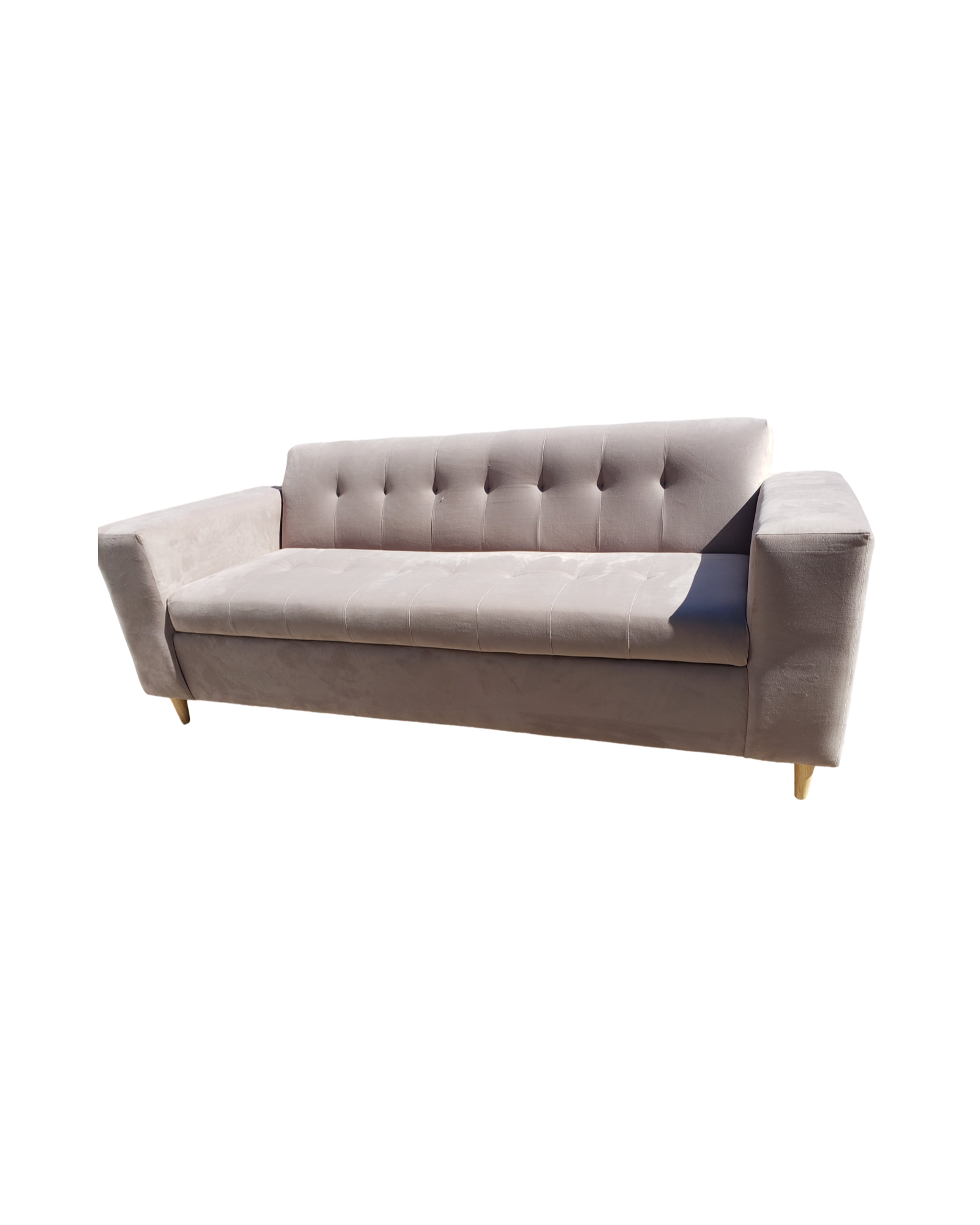 Muebles New - Sofa Dos Cuerpos Beige Felpa